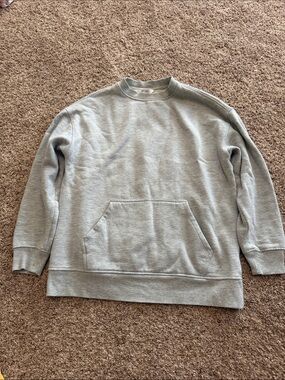 Danskin Light Gray Crewneck Pullover Sweatshirt with Front Pocket